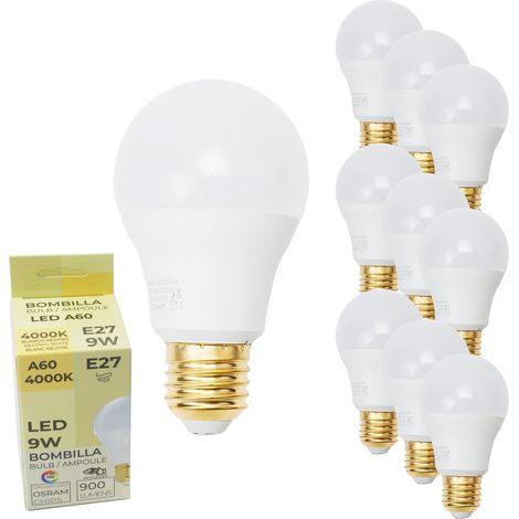 ALPINALUZ BOMBILLA E27 A60 Chip LED Osram 9W CRI 90 (1/5)