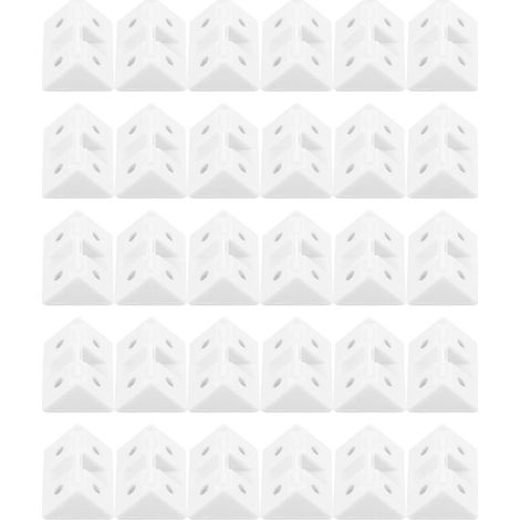 Équerres d'angle en plastique blanc (50 pièces, capuchons inclus) – Équerres à angle droit adaptées aux étagères murales, aux connexions de meubles et (1/5)