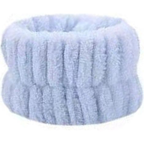 Bandeau de lavage visage bleu, absorbant en flanelle douce, respirant et léger, respectueux de la peau, bracelet anti-éclaboussures pour nettoyage quotidien. (1/5)