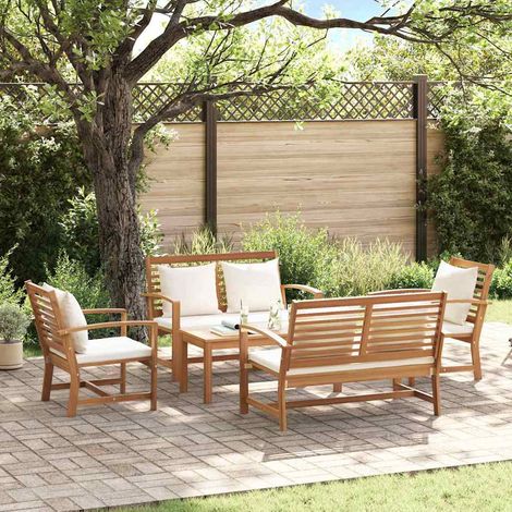 Garten-Sofa-Set Natur Teak-Massivholz vidaXL (1/5)