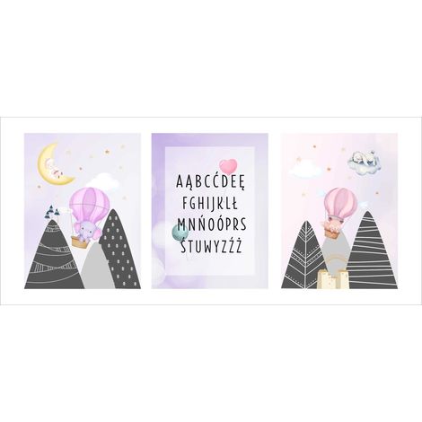 Affiches murales pour enfants Décoration de chambre Pays des contes de fées 3x 30x40cm (1/5)