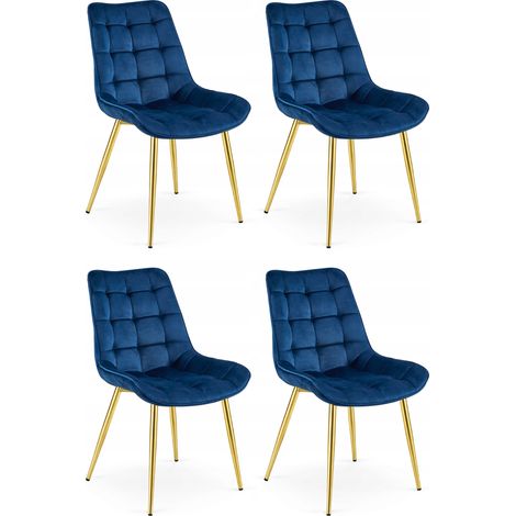 Chaise - leobert - bera - velours bleu marinepieds dores - 54 x 60 x 88 cm - lot de 4 211770210 (1/5)