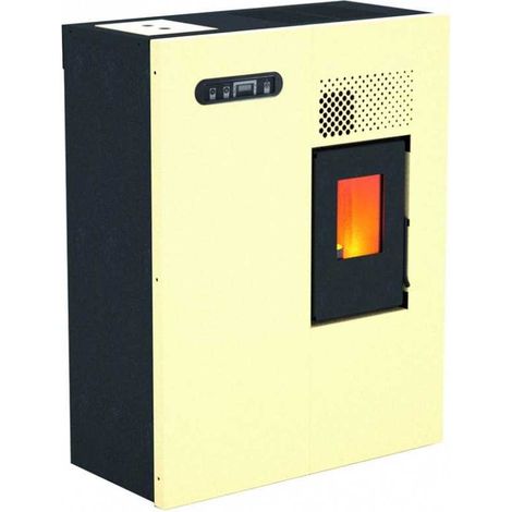 Punto Fuoco – Poêle à granulés 5,6 kW – Sortie latérale/arrière – Programmable avec thermostat – Volume chauffé 40-100 m³ – Couleur ivoire (1/6)