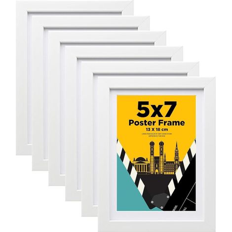 Egofine Bilderrahmen 13x18 cm Weiß 6er-Set Holzrahmen Acrylglas MDF Passepartout (1/5)