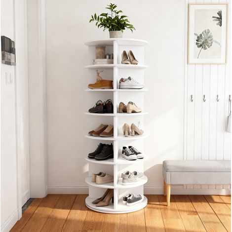 Scaffale portascarpe girevole 60x60x161 cm bianco in PVC a 7 livelli salvaspazio (1/5)