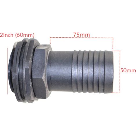 Raccord pour bouchon de réservoir d'eau avec écrou et rondelle, compatible avec tuyau de trop-plein de 1 pouce, filetage de 3/4 de pouce.-AquaForge