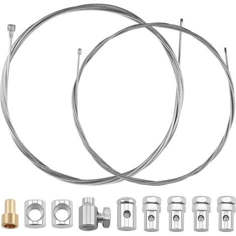 2 x 2 Mètres Réparation Câble de Accélérateur avec 9 Raccords Ø1,5mm Ø2,0mm Câble de Accélérateur Frein Embrayage pour Moto Vélo Scooter Tondeuse Motoculteur Debroussailleuse Réparate Rapide Universe (1/5)