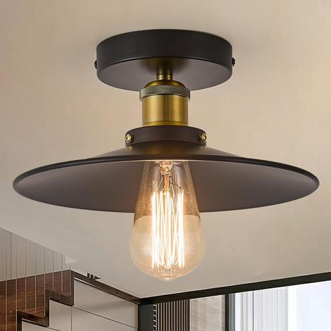 Ganeed E27 Vintage Ceiling Light 2 set, 3000K Warm White LED Fixture, On/Off Switch, Easy Installation for RV, Bedroom, Kitchen, 220V (1/5)