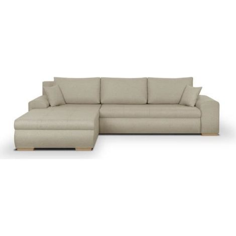 Canapé d'angle convertible réversible + coffre de rangement - Tissu Beige - L 289 x P 94/188 x H 88 cm - INDIAN (1/5)
