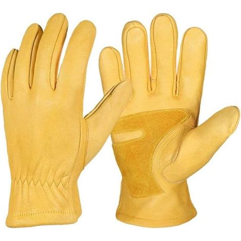 Gants de jardinage en cuir de vachette épais et résistant à la perforation, adaptés pour couper, creuser, planter et autres travaux de jardinage. Taille M (1/5)