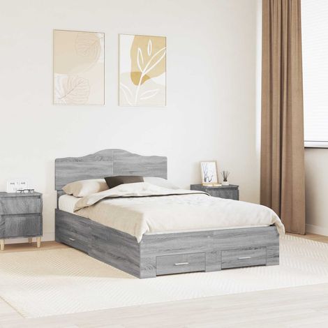 vidaXL Bettrahmen Graues Sonoma 120 x 190 cm Holzwerkstoff (1/5)