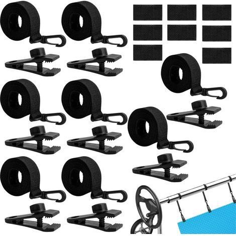 Attache Bache Piscine et Clips, Enrouleur Bache Piscine Sangles, Clips Dentés à Forte Adhérence, pour Couvertures Solaires et Bâches (1/5)