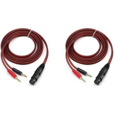 2 câbles audio XLR vers fiches bananes : XLR femelle 3 broches vers double fiche banane, fiche plaquée or 4 mm vers prise XLR3 Pro HiFi (1/5)