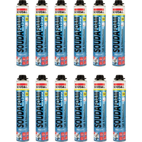 12x Soudal Soudafoam B2 Pistolenschaum 750ml Dämmschaum Montageschaum PU Schaum