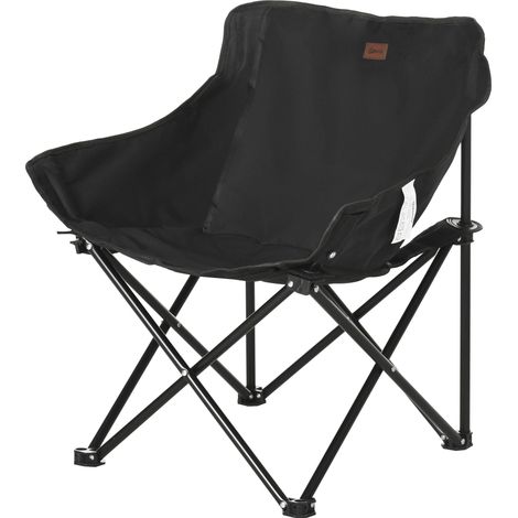 Chaise camping pliable compacte ultra légère avec sac transport pochette latérale noir