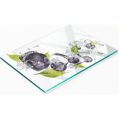 Küchenservierbrett aus Glas mit Blaubeeren- und Eiscreme-Motiv, 80 x 52 cm (1/5)
