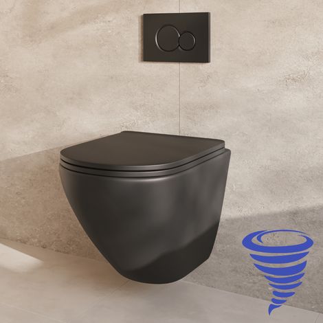 LOMAZOO Pack WC suspendu avec réservoir encastré rond noir - sans (1/5)