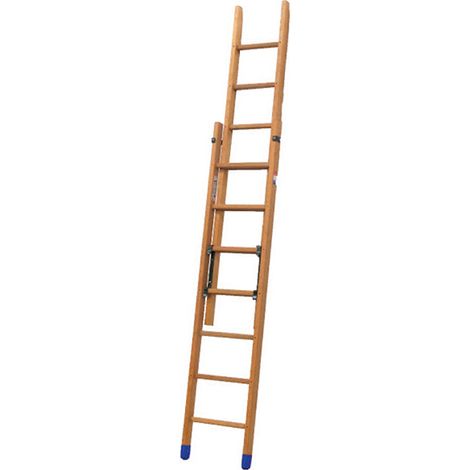 Scala a sfilo manuale, 2 elementi in legno - Lunghezza posizione scala semplice : 4.00m - Lunghezza posizione scala doppia : 2.50m - BCM2-250