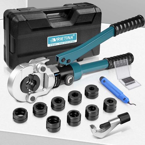 Pince à sertir professionnelle pour tube en cuivre avec contour V et contour TH avec coupe-tube et ébavureur, pince à sertir manuelle, pince à sertir en cuivre, avec V12, V15, V18, V22, V28 et TH16 (1/5)