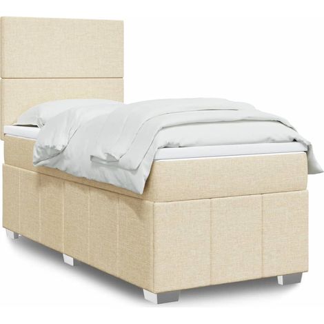 Boxspringbett mit Matratze Creme 100x200 cm Stoff