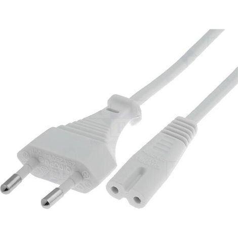 Cable- CEE 7-16 -C- prise.IEC C7 femelle- 1.8m- Prises- 1- blanc