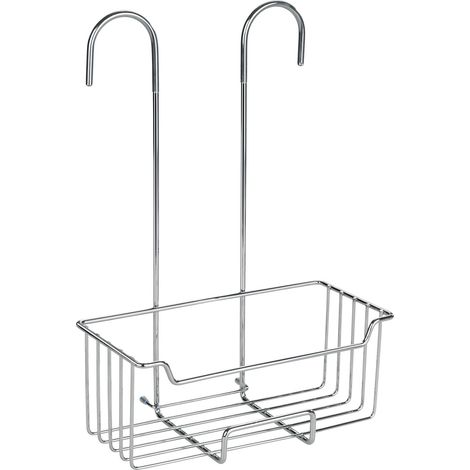 Etagère de douche à suspendre au thermostat Milo 1 panier de douche à suspendre Etagère profonde Sans perçage Protection carrelage Acier inox 25x36x14 cm Brillant (1/5)