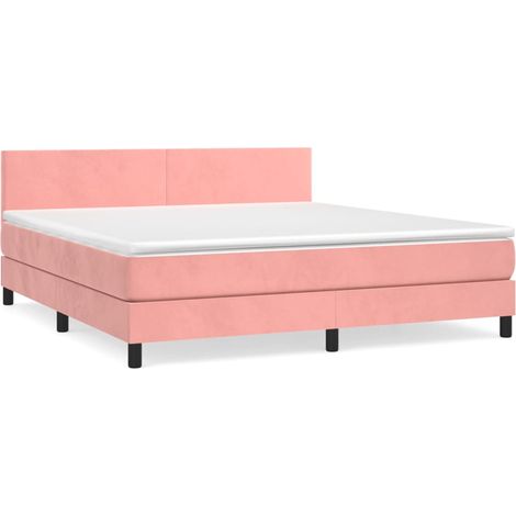 Maison Exclusive - Sommier à lattes de lit avec matelas Rose 160x200 cm Velours (1/5)