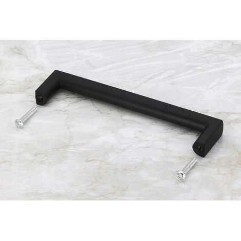 Poignée de meuble pour armoire, noir mat, carrée, 10,3 cm