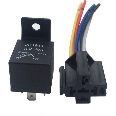 Relais auto automobile 12V 40A 5 broches SPDT avec socle 5 fils pour GPS éclairage ventilateur climatisation