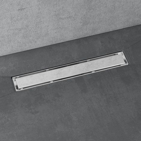 doporro Caniveau de Douche Italienne Extra Plate Chromé en Inox 50 cm Drain de Sol à Carreler avec Siphon et Filtre KE110 (1/5)