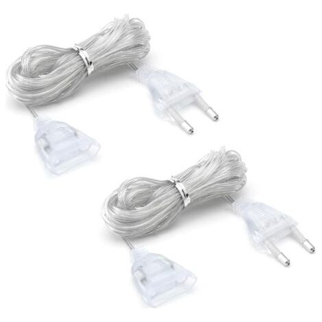 2-piece extension cable, 5 m transparent extension cable, 220 V Euro plug flat cable for LED lanterns and outdoor use--DTEKGAZ