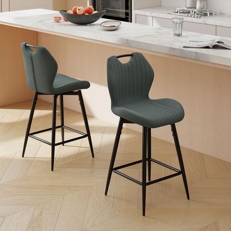 WAFTING Lot de 2 Tabourets de bar Pivotant, Hauteur d'Assise 65cm, Chaise de Bar avec Dossier et Repose-Pieds, Encre (1/5)