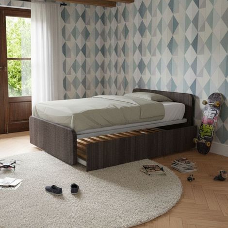 Letto 1 piazza e mezza con letto estraibile - Olmo jerez scuro