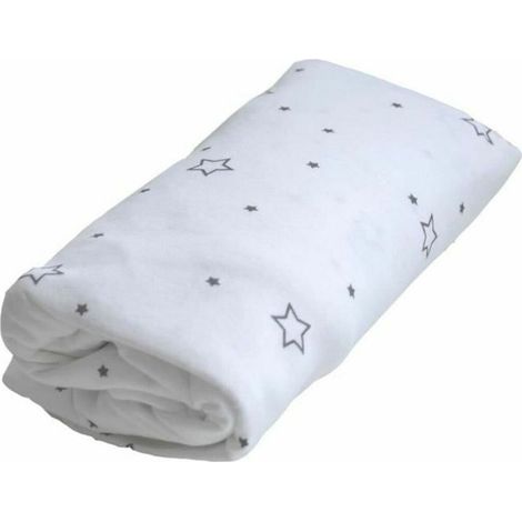 DOMIVA Drap housse impermeable - 160 g/m2 - 60 x 120 cm - Blanc imprime etoile gris (1/2)