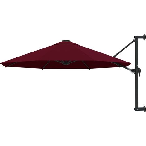 Parasol mural, Parasol de jardin pour balcon, terrasse, piscine, Parasol d'extérieur, Parasol déporté avec mât en métal 300 cm Bordeaux HNDX555945 (1/5)