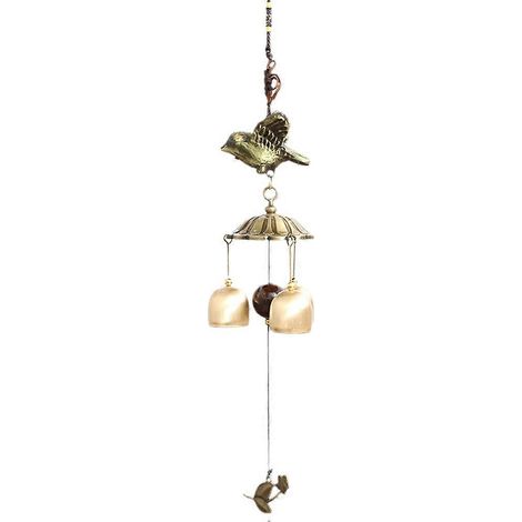 Pendentif carillon éolien en métal, motif oiseau volant, cloche en cuivre, style japonais (1/5)