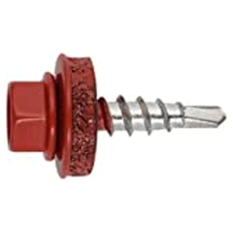 Vis autoperceuse en acier zinguée tête hexagonale RS 14mm 4,8x20mm RAL8012  - BATIFIX - ZBRS144920 RAL8012
