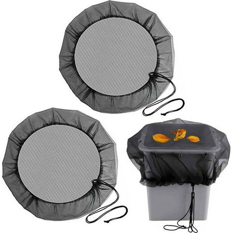 2PCS Filet de Protection pour Tonneau de Pluie.95cm Filet pour Citerne de Pluie avec Cordon de Serrage pour Anti-poussière. Anti-caduques. Anti-Moustique-Noire (1/5)
