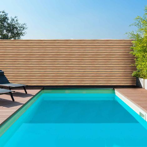 Pantalla opaca 1,5 x 10 M con efecto claustra de madera 160 gr/m²