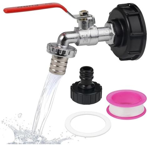 Robinet d'écoulement IBC 3/4" avec Raccord de Tuyau et Adaptateur, Robinet Cuve 1000L, IBC Raccord Robinet, Connecteur à Filetage, Robinet d'écoulement IBC, pour d'adaptateur Cuve