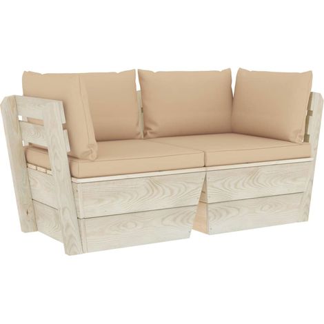 Maison Exclusive - Garten-Palettensofa 2-Sitzer mit Kissen Fichte