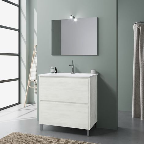 Unterschrank 80 Cm Mit Schubladen, Keramikwaschtisch Und Spiegel Laguna (1/5)