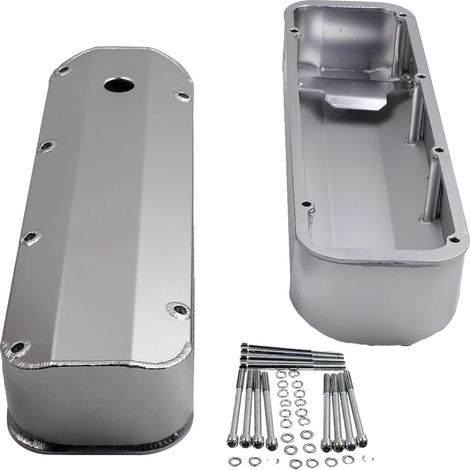 Tapas de culata de aluminio, estilo elegante, riel de junta de 1/4 de pulgada, compatible con Ford V8 429-460 desde 1968 hasta la actualidad, diseño de perno largo. (1/5)