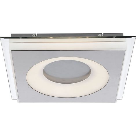 Lampada da soffitto lampada da soggiorno lampada da sala da pranzo lampada da soffitto da cucina lampada da camera da letto, metallo acrilico specchio nichel satinato opaco, LED 20W 935Lm 3000K bianco