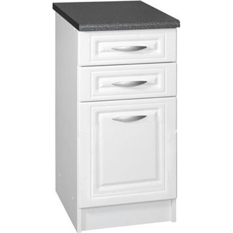 Tendencio – Meuble de cuisine bas 3 tiroirs 50 cm – Casserolier blanc – Idéal pour espaces réduits – Module personnalisable