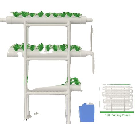 Système de culture hydroponique, matériau PVC-U, 3 couches, 108 sites de plantation, 12 tuyaux, design de jardinage vertical (1/5)