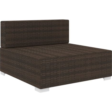 vidaXL Seduta Centrale Modulare con Cuscini in Polyrattan Marrone (1/3)