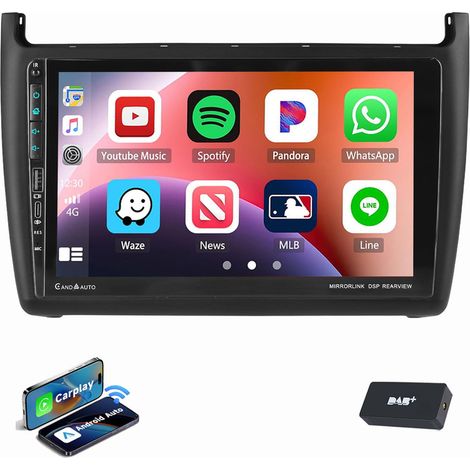 Pour VW Polo 6R 6C 2009-2017 9" Carplay Autoradio Android 15 GPS WIFI Type-C 4+64G DAB
