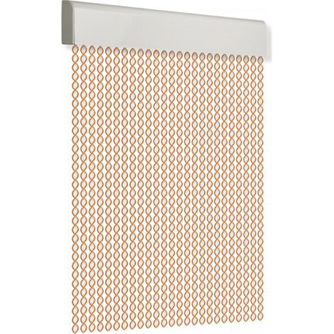 Cortina para puerta 90x210cm cordon espiral "Nº4" color naranja-blanco (1/3)