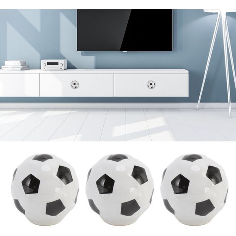 Set aus 3 Keramik-Schubladengriffen mit Fußballmotiv für Schrank oder Kleiderschrank. (1/5)